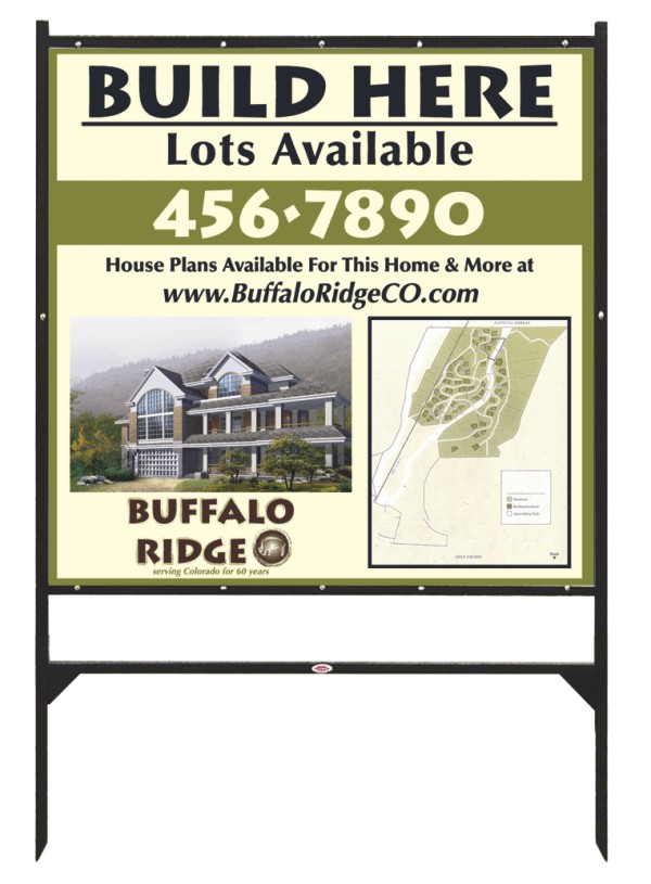 Job Site and Builders Angle Iron Frame and Panel Sign Unit, 48"h x 48"w, Black