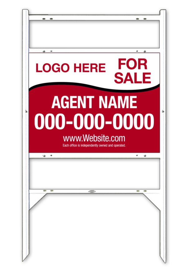 White Angle Iron Frame And Sign Panel Unit With Two Rider Inserts, 24 GA Steel 18"H X 24"W