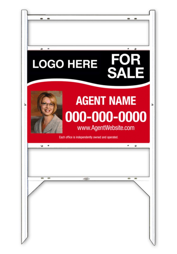 White Angle Iron Frame And Photo Sign Panel Unit With Two Rider Inserts, 24 GA Steel 18"H X 24"W