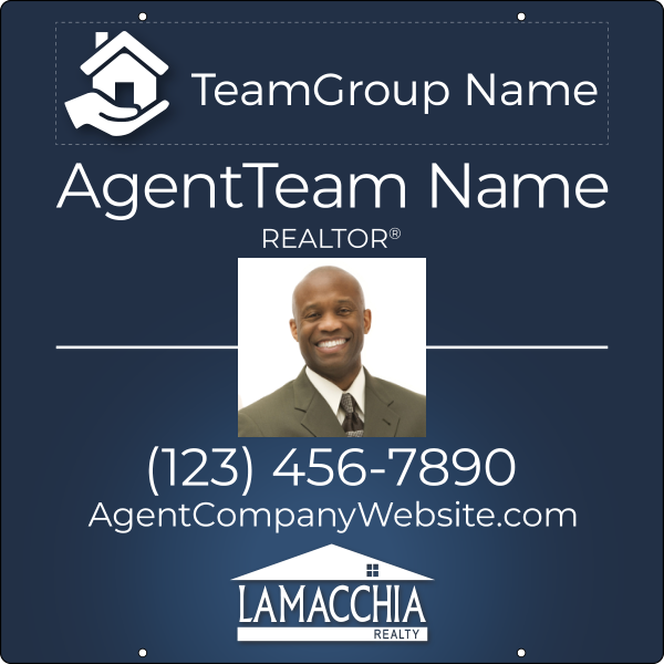 Lamacchia Agents Agent Team Group Name Photo w/ Logo Hanging Sign Panel, 30"h x 30"w, 3mm Aluminum Composite