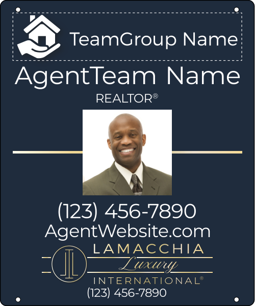 Lamacchia Agents Luxury Reflective Agent Team Group Name Photo w/ Logo Office Name Hanging Sign Panel, 24"h x 20"w, 3mm Aluminum Composite