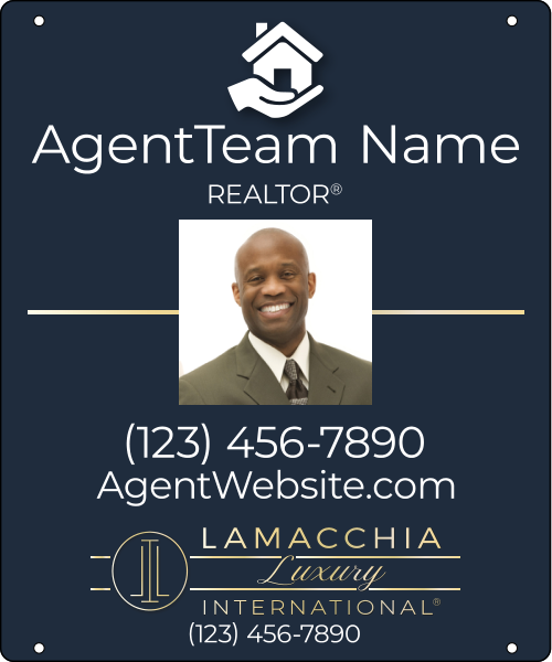 Lamacchia Agents Luxury Reflective Agent Photo Team Name w/ Logo Office Phone Hanging Sign Panel, 24"h x 20"w, 3mm Aluminum Composite