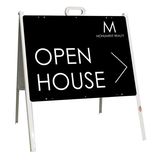 Monument Realty Angle Iron A-Frame and Open House Sign Panel Unit, 18"h x 24"w, Steel