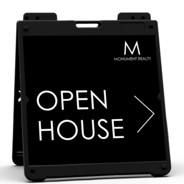 Monument Realty Heavy Duty Plastic A-Frame and Open House Sign Panel Unit, 24"h x 24"w, Aluminum Composite