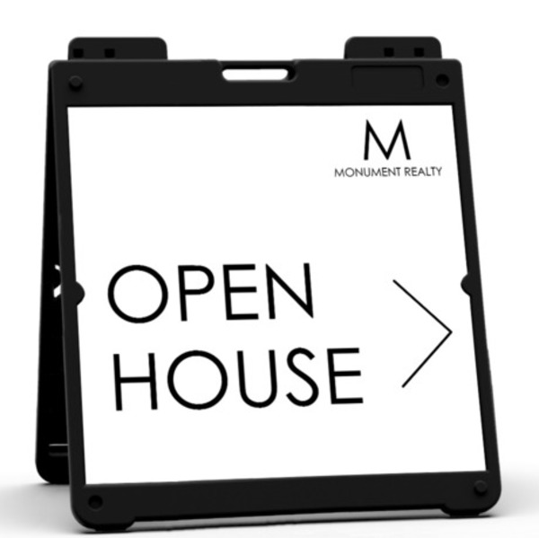 Monument Realty Heavy Duty Plastic A-Frame and Open House Sign Panel Unit, 24"h x 24"w, Aluminum Composite