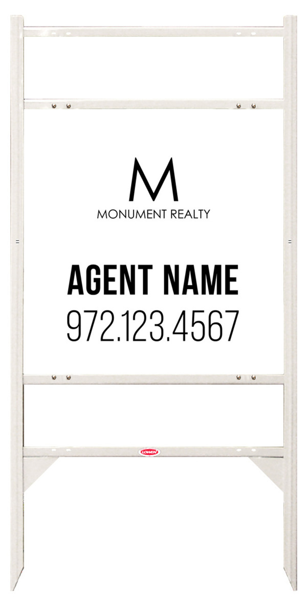 Angle Iron Frame W/ 2 Rider Inserts And Agent Name Sign Panel Unit, 24"H X 24"W, Steel