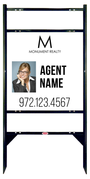 Angle Iron Frame W/ 2 Rider Inserts And Agent Photo Sign Panel Unit, 24"H X 24"W, Steel