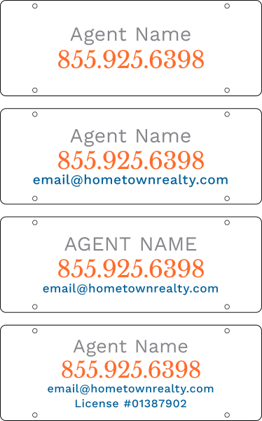 Reflective Agent Sign Rider, 8"H X 22"W, Pvc