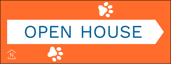 NextHome Directional Open House w/ Paw Prints Sign Panel, 9"h x 24"w, 4mm corrugated plastic
