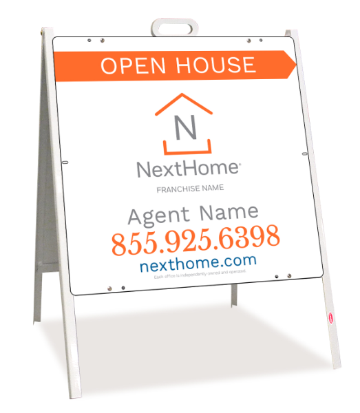 Open House Agent Name A-Frame And Sign Panel Unit, 24"H X 24"W, Pvc