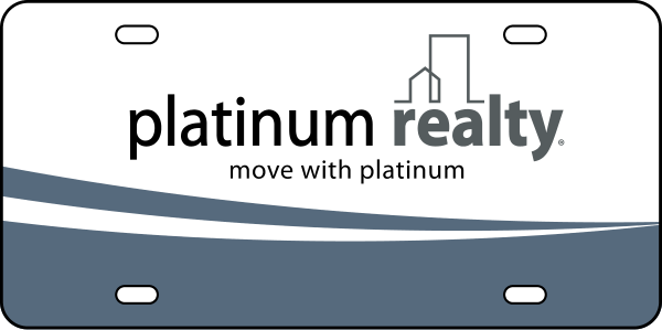 Platinum Realty License Plates Sign Panel, 6"h x 12"w, Blue Design