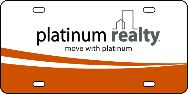 Platinum Realty License Plates Sign Panel, 6"h x 12"w, Orange Design