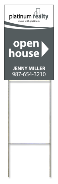 Wire Stake And Open House Agent Sign Panel, Corrugated 4mm, 18"H X 12"W