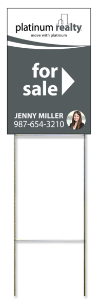 Wire Stake And For Sale Agent Photo Sign Panel, Corrugated 4mm, 18"H X 12"W