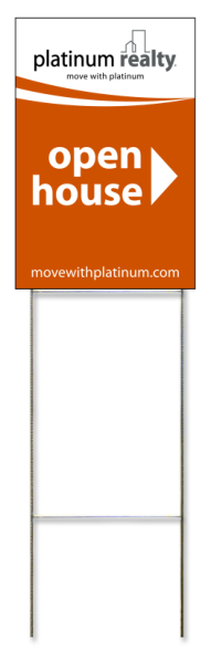 Platinum Realty Wire Stake and Open House Sign Panel, Corrugated 4mm. 18"h x 12"w