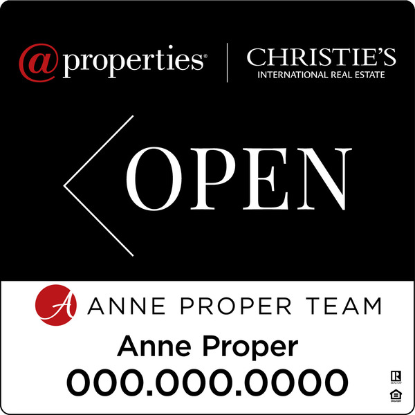 @properties Replacement Agent Name Open w/ Logo Sign Panel, 20"h x 20", 3MM Aluminum Composite