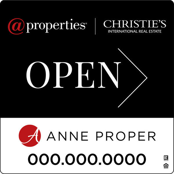 @properties Replacement Open w/ Logo & Phone Sign Panel, 20"h x 20", 3MM Aluminum Composite