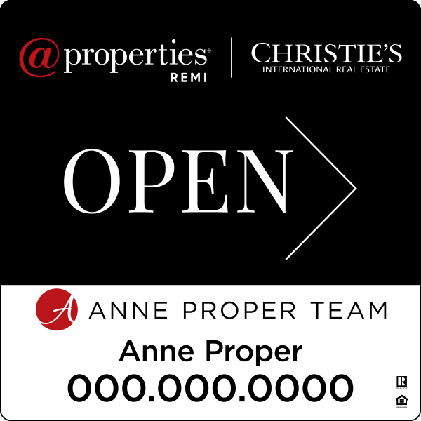 @properties Replacement Agent Name Open w/ Logo Sign Panel, 20"h x 20", 3MM Aluminum Composite