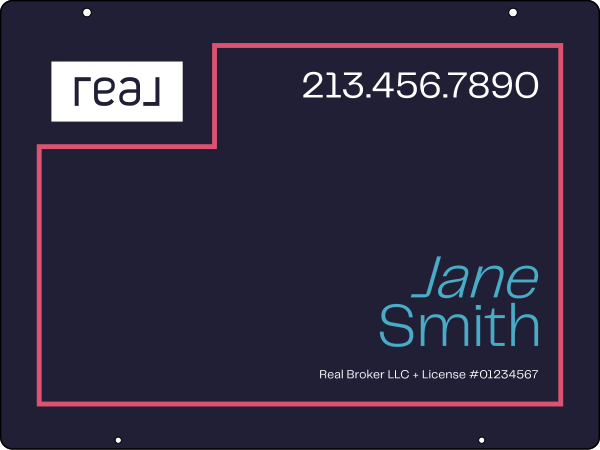 Hanging Agent Name Sign Panel, 18"H X 24"W, 3mm Aluminum Composite