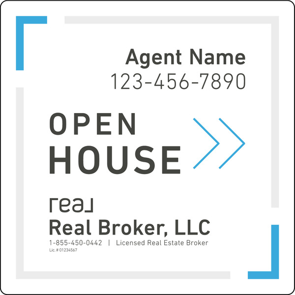 Agent Open House, Sf Sign Panel, 20"H X 20", 3mm Aluminum Composite