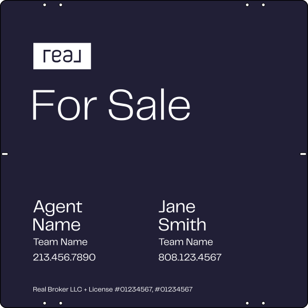 For Sale Agent Name Sign Panel, 24"H X 24"W, Steel
