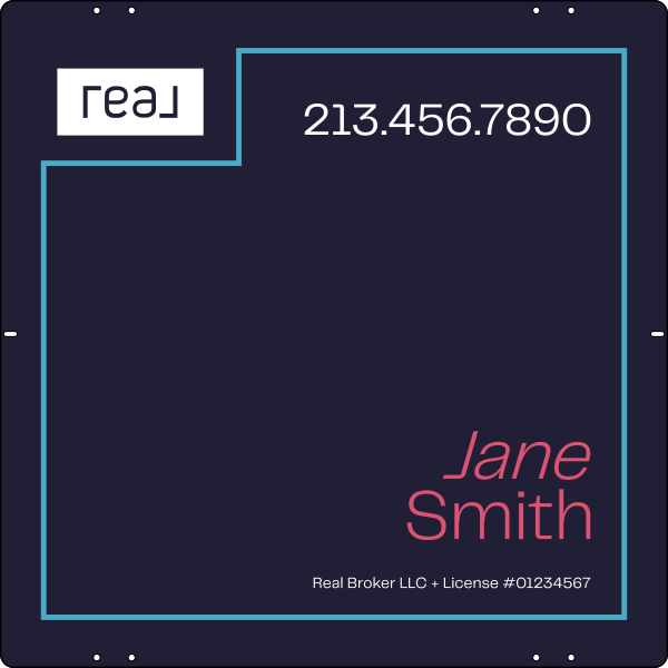 Agent Name Sign Panel, 24"H X 24"W, Steel