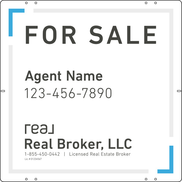Agent Name Sign Panel, Df, 24"H X 24"W, 3mm Aluminum Composite