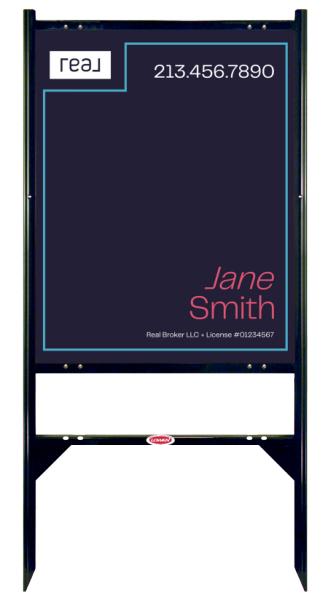 Angle Iron Frame With One Rider Inserts And Agent Name Sign Panel Unit, 30"H X 24"W