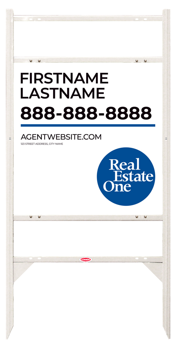 Angle Iron Frame W/ 2 Rider Inserts And Agent Name Sign Panel Unit, 24"H X 24"W, 3mm Aluminum Composite