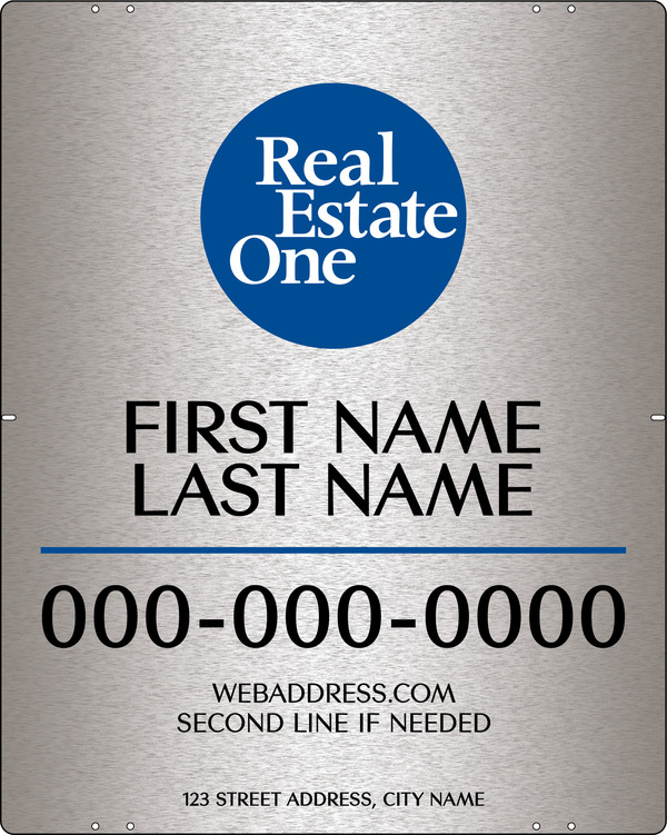 Agent Name Sign Panel, 30"H X 24"W, 3mm Brushed Aluminum Composite