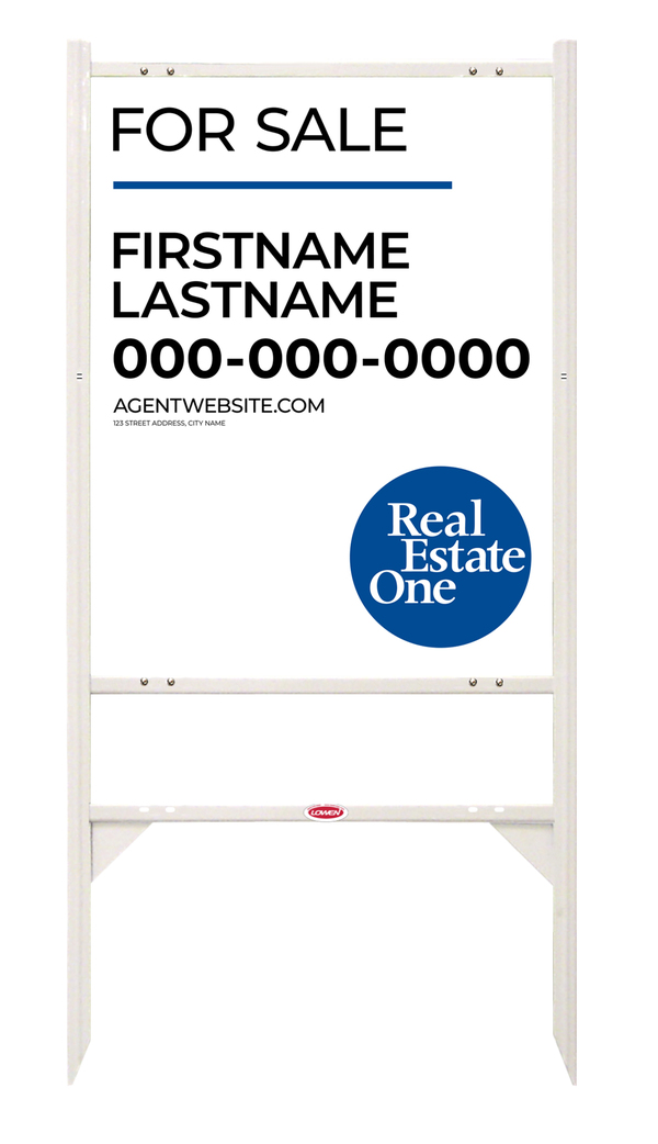 Angle Iron Frame W/ 1 Rider Inserts And Agent Name Sign Panel Unit, 30"H X 24"W, 3mm Aluminum Composite