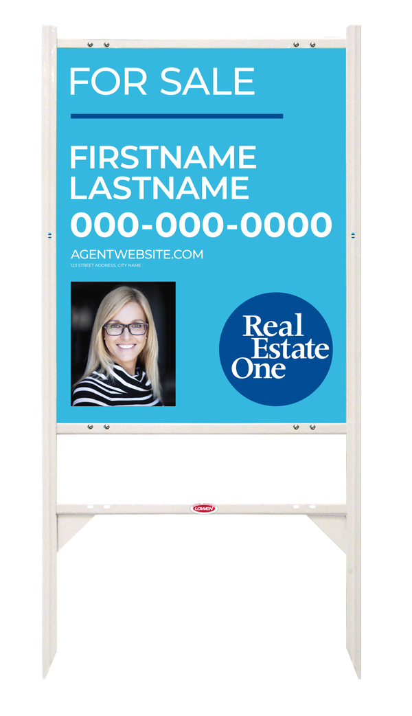 Angle Iron Frame W/ 1 Rider Inserts And Agent Photo Sign Panel Unit, 30"H X 24"W, 3mm Aluminum Composite