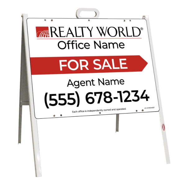 A-Frame And Agent For Sale Sign Panel Unit, 18"H X 24"W, Steel