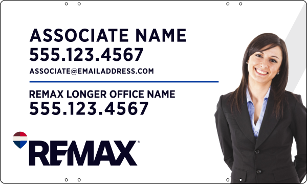 RE/MAX Associate Name w/ Cut Out Photo Sign Panel, 18"h x 30"w, Steel