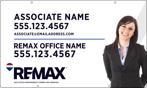 RE/MAX Hanging Associate Name w/ Cut Out Photo Panel, 18"h x 30"w, .063 Aluminum