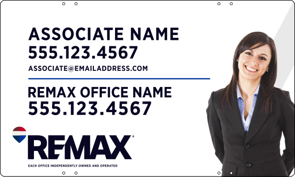 RE/MAX Associate Name w/ Cut Out Photo Sign Panel, 18"h x 30"w, Steel