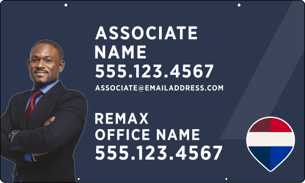 RE/MAX Reflective Hanging Associate Name w/ Cut Out Photo Sign Panel, 18"h x 30"w, .063 Aluminum