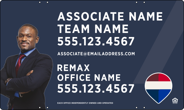 RE/MAX Associate Name, Team Name w/ Cut Out Photo Sign Panel, 18"h x 30"w, Steel