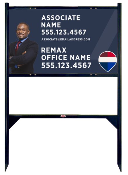 RE/MAX Reflective Angle Iron Frame and Associate Name w/ Cut Out Photo Sign Panel Unit, 18"h x 30"w, Steel