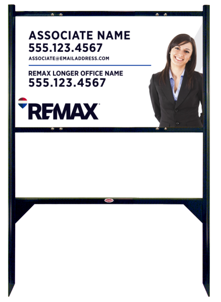 RE/MAX Angle Iron Frame and Associate Name w/ Cut Out Photo Sign Panel Unit, 18"h x 30"w, Steel