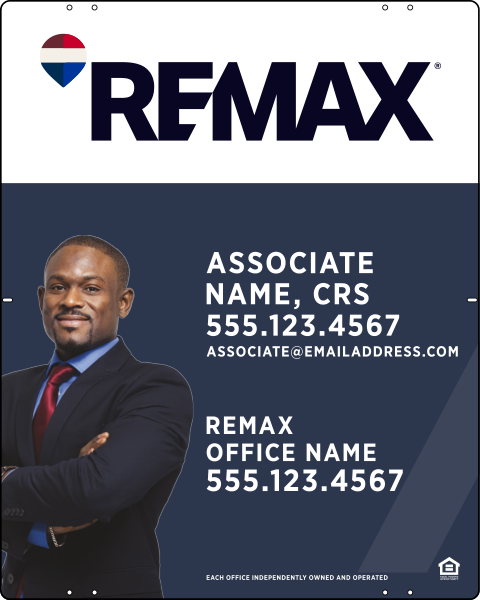 RE/MAX Associate Name w/ Cut Out Photo Sign Panel, 30"h x 24"w, .040 Aluminum