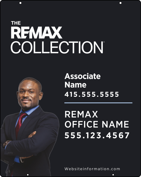 RE/MAX Collection Associate Name w/ Cut Out Photo Hanging Sign Panel,  30"h x 24"w, Steel