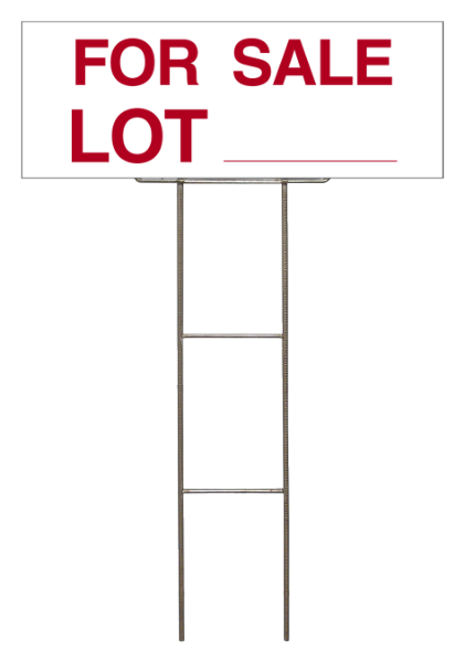 Independent real estate for sale lot wire h frame stake and panel unit, 4mm corrugated plastic 9"h x 24"w