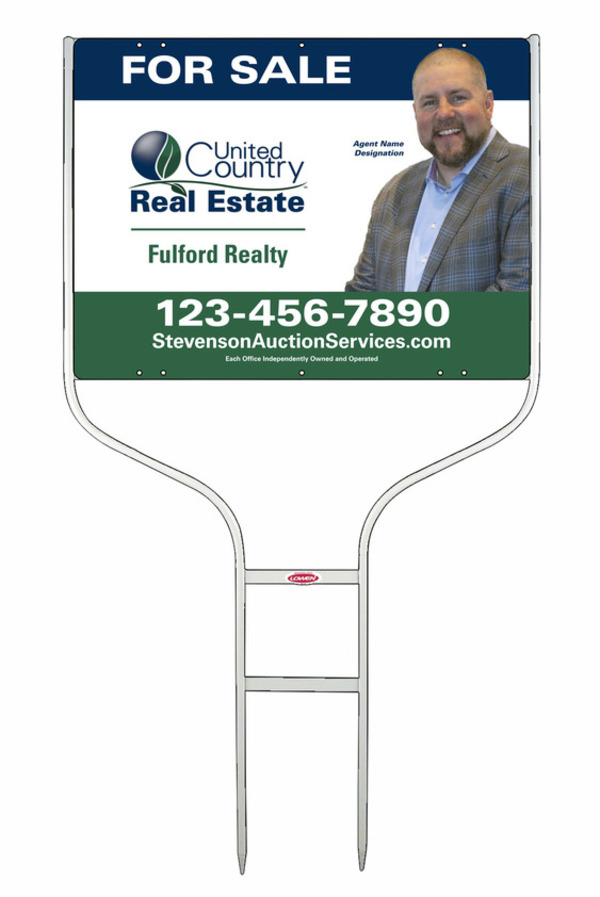 United Country Real Estate Round Rod Frame and Photo Sign Panel Unit, 18"h x 24"w, Steel