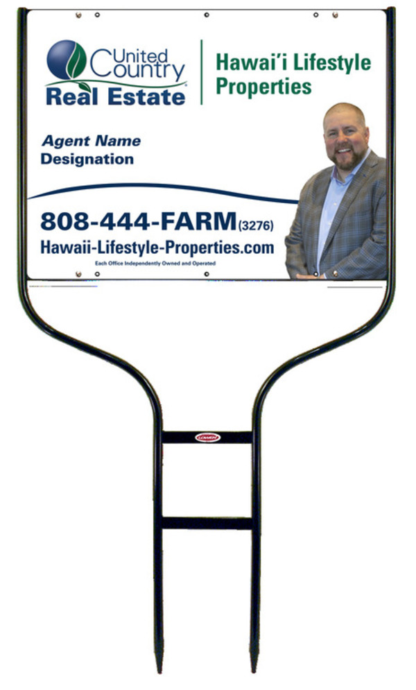 United Country Real Estate Round Rod Frame and Photo Sign Panel Unit, 18"h x 24"w, Steel