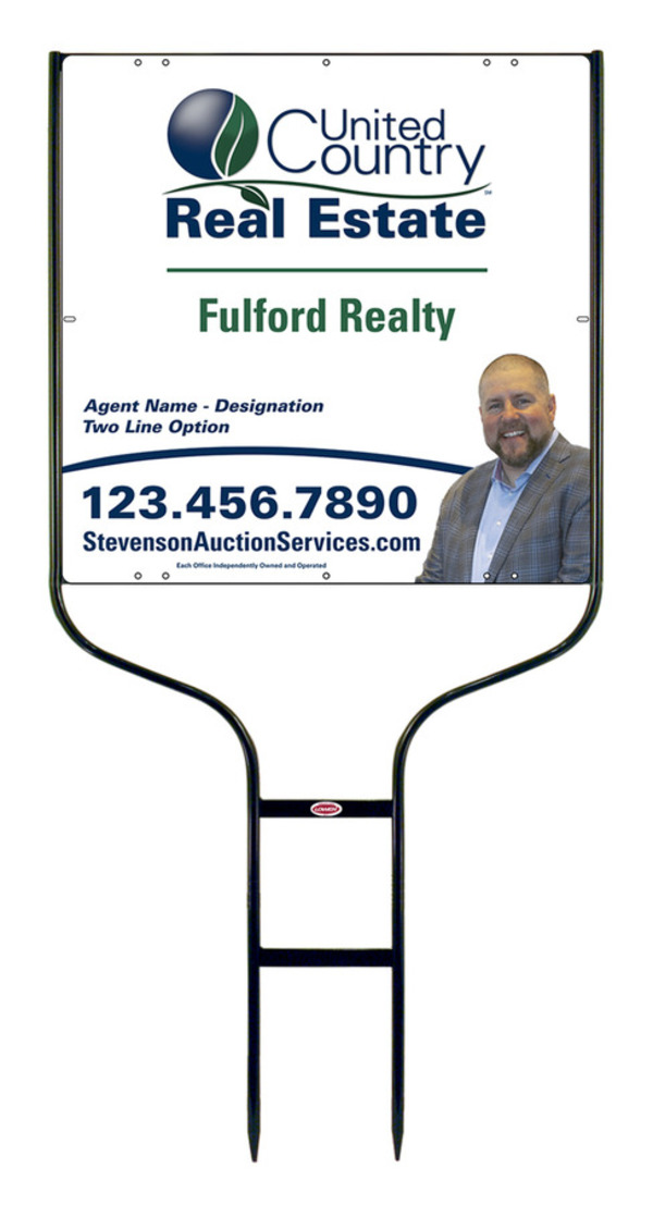 United Country Real Estate Round Rod Frame and Photo Sign Panel Unit, 24"h x 24"w, Steel