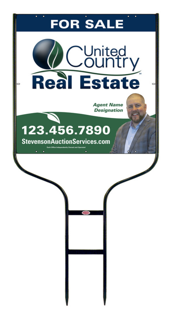 United Country Real Estate Round Rod Frame and Photo Sign Panel Unit, 24"h x 24"w, Steel