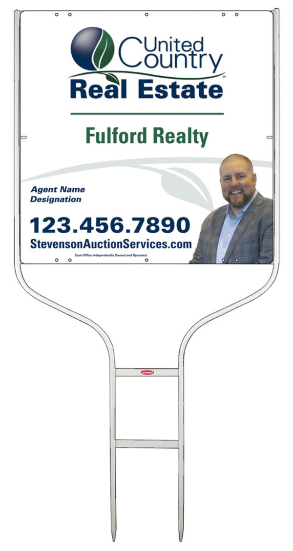 United Country Real Estate Round Rod Frame and Photo Sign Panel Unit, 24"h x 24"w, Steel