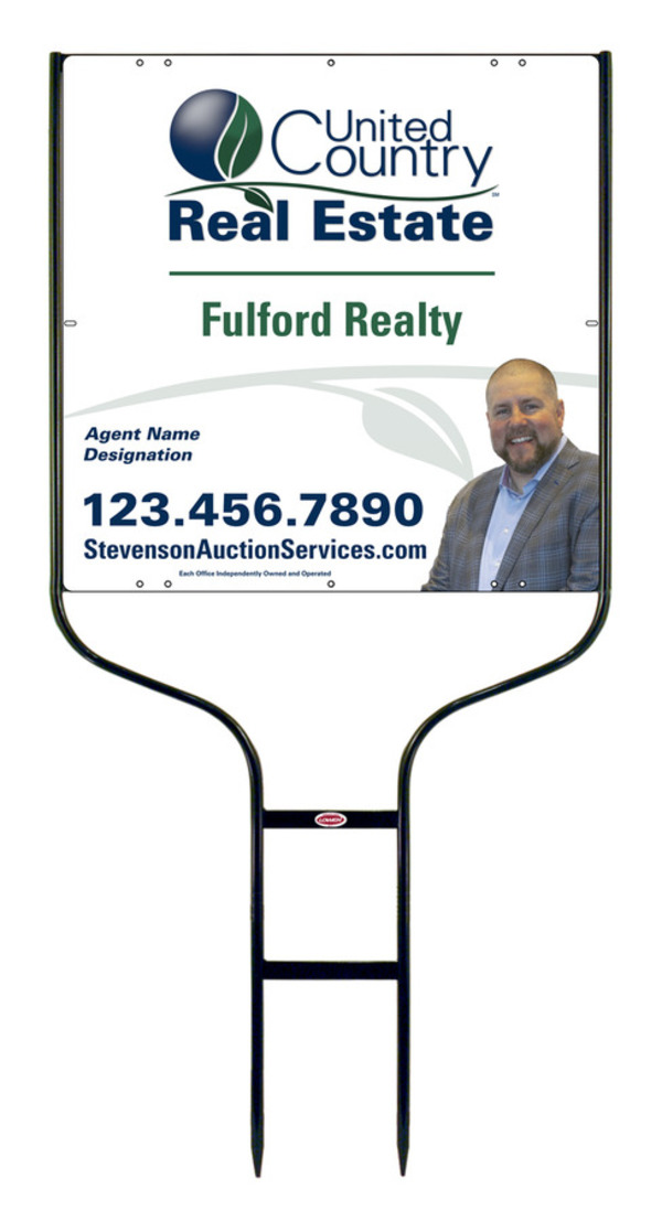 United Country Real Estate Round Rod Frame and Photo Sign Panel Unit, 24"h x 24"w, Steel