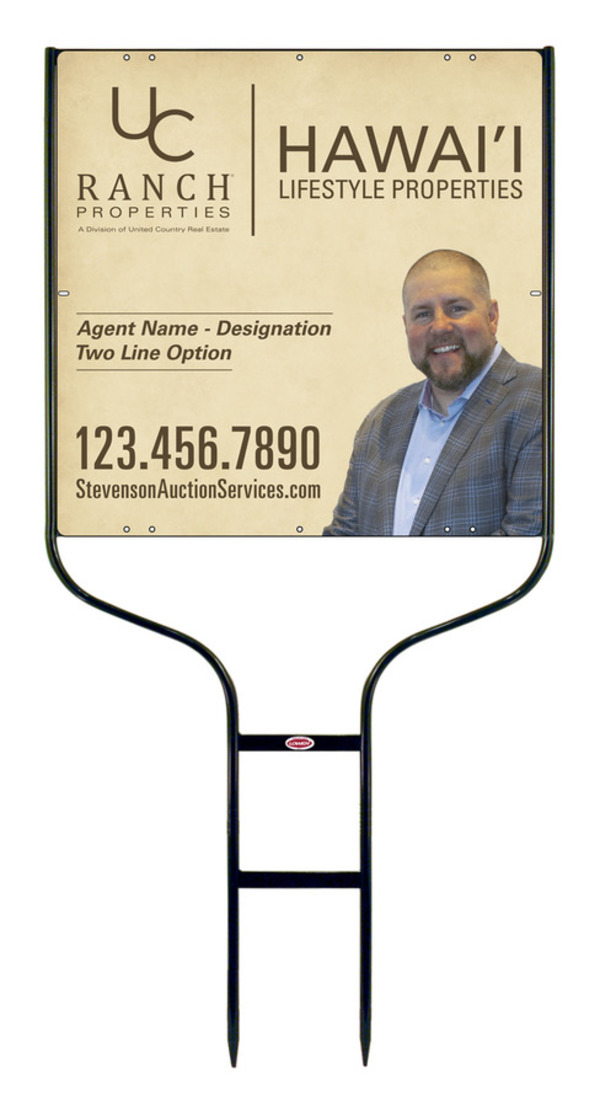 United Country Real Estate Round Rod Frame and Photo Sign Panel Unit, 24"h x 24"w, Steel